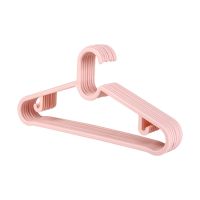 儿童衣架婴儿宝宝衣架儿衣撑小孩衣挂塑料防滑可伸缩晒晾衣架 [成人款]藕粉色5支装