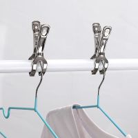 大夹子不锈钢晾被子小号凉衣服夹子晾衣夹晒衣防风夹子衣架晒被子 中号开口夹[5个装]
