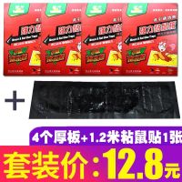 老鼠贴强力粘鼠板捕鼠器家用灭鼠神器沾鼠板家用逮捉老鼠神器批发 4张加厚板+1张1.2米的粘鼠毯子