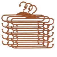 禾呈多功能裤架挂裤子衣架子抖音宿舍收纳神器多层裤撑裤挂收纳架 3只装[咖啡色]