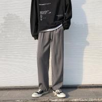 坠感阔腿直筒裤子男春夏宽松潮牌港风韩版潮流休闲九分西裤