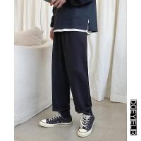 2020春季宽松直筒坠感潮流裤子ins百搭帅t九分情侣潮牌西裤