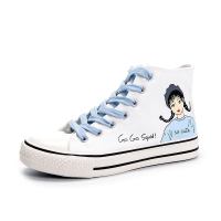 小女孩高帮双色帆布鞋