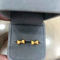 3D硬金蝴蝶结耳钉