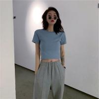 坠感雪纺阔腿裤女夏季薄款高腰宽松垂感直筒显瘦裤子上衣两件套