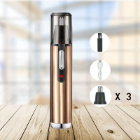 妖怪鼻毛修剪器男电动神器充电式修刮剃清理器男士鼻子毛男用鼻孔剪刀 金色款+清洁器+充电线+替换头3