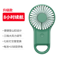 妖怪USB小风扇 学生宿舍床上小型大风力便携式可充电迷你家用办公室 森林绿[8小时续航★三档调风★LED七彩灯]-卡