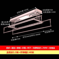 妖怪电动晾衣架遥控升降智能双杆式凉衣架伸缩家用自动阳台声控晾衣机 4杆消毒风干玫瑰金()