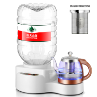 妖怪台式茶吧机家用 小型 自动上水饮水机桶装水速热加热水壶茶水壶 (白色+玻璃壶+过滤网)全自动手把上水 其他/othe