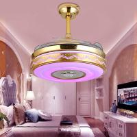 灯具蓝牙音响隐形风扇灯吊扇灯音乐饭厅餐厅带灯风扇吊灯一体卧室 42寸三色+壁控[无蓝牙]