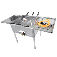 商用炸鸡锁骨机煤气不锈钢 妖怪炸鸡叉骨油条锅送配方油炸炉 6框全套