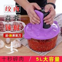 绞肉机家用电动不锈钢小型碎肉馅搅拌机妖怪多功能打蒜泥蒜蓉器绞菜机 超大5升钢轴(送一副刀)