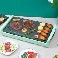 烤肉机烧烤炉家用轻烟电烤盘烤肉盘多功能妖怪烤肉锅铁板烧盘 标配(绿色烤盘)
