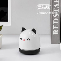 桌面吸尘器迷你小型灰尘橡皮擦铅笔橡皮黄金蛋屑机USB充电笔记本电脑书桌上键 [猫咪黑色升级版]-750毫安电池-更大吸力