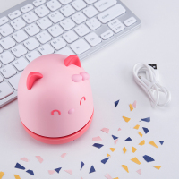 桌面吸尘器迷你小型灰尘橡皮擦铅笔橡皮黄金蛋屑机USB充电笔记本电脑书桌上 [猫咪粉色标准版]-充电款(500毫安锂电池)