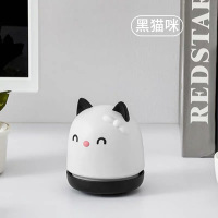 桌面吸尘器迷你小型灰尘橡皮擦铅笔橡皮黄金蛋屑机USB充电笔记本电脑书桌上 [猫咪黑色标准版]-充电款(500毫安锂电池)