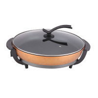 大号电煎锅电饼铛不粘锅电煎炉烤饺烤饼平底锅商用黄金蛋插电加深电热锅 38cm带盖+赠品