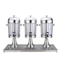 不锈钢单头果汁鼎商用双头果汁桶容器自助餐透明咖啡鼎黄金蛋三头饮料机 三头银色(升级款)钢龙头