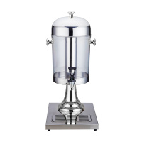 不锈钢单头果汁鼎商用双头果汁桶容器自助餐透明咖啡鼎黄金蛋三头饮料机 单头银色(升级款)钢龙头