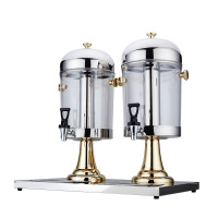 不锈钢单头果汁鼎商用双头果汁桶容器自助餐透明咖啡鼎黄金蛋三头饮料机 双头金色(精致款)纯铜龙头