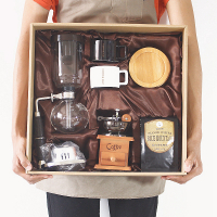 吸壶咖啡机家用煮咖啡壶玻璃过滤商用手冲虹黄金蛋吸式套装 3人份壶+磨豆机+咖啡豆+杯2套礼盒装（含赠品）