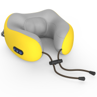 电动按摩脖子u型枕颈椎靠枕旅行飞机u形颈部黄金蛋护颈枕枕头男颈枕女 橘黄[仿真揉捏/可拆洗★双按摩[头★充电款]