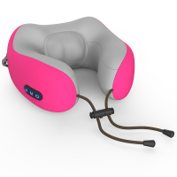 电动按摩脖子u型枕颈椎靠枕旅行飞机u形颈部黄金蛋护颈枕枕头男颈枕女 玫红[仿真揉捏/可拆洗★双按摩[头★充电款]