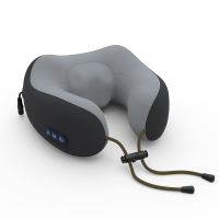 电动按摩脖子u型枕颈椎靠枕旅行飞机u形颈部黄金蛋护颈枕枕头男颈枕女 黑色【仿真揉捏/可拆洗★四按摩[头★充电款】