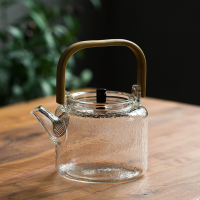 耐热玻璃壶煮茶壶玻璃烧水壶蒸茶器茶炉大号黑茶过滤黄金蛋电陶炉提梁壶 竹提梁壶[锤纹]