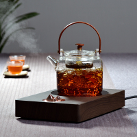 木把耐高温加厚玻璃煮茶蒸茶壶观山电陶炉茶炉煮茶黄金蛋器具 观山加蒸茶壶