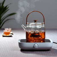 木把耐高温加厚玻璃煮茶蒸茶壶观山电陶炉茶炉煮茶黄金蛋器具 二代灰色加煮茶壶
