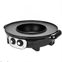 多功能涮烤一体两用锅电烧烤炉家用黄金蛋不粘无烟火锅可分离电烤盘烤肉 42CM黑色涮烤一体平底锅无礼包