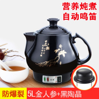 全自动中药煲煎药壶 陶瓷养生壶 电子熬药黄金蛋罐电热电炖药器 5L金人参(黑陶晶鸣音发热体)