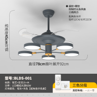 LED变频北欧隐形风扇吊灯简约加原木黄金蛋美式客厅电风扇灯餐厅吊扇灯 36寸[5头单层三色]双控