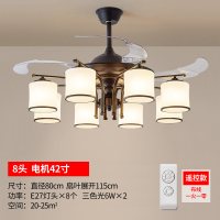 隐形风扇灯吊扇灯餐厅风扇灯吊灯黄金蛋客厅led美式卧室风扇吊灯铁艺 8头遥控款