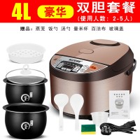 球釜电饭煲家用多功能智能预约黄金蛋电饭锅迷你1-2-3-4人5L升蒸煮米饭 4升-球釜胆+球釜胆-送赠品(双胆)