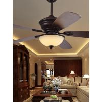 吊扇灯 美式乡村田园餐厅客厅风扇灯木黄金蛋叶复古风扇吊灯带LED 木叶48寸遥控