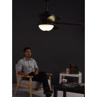 吊扇灯 美式乡村田园餐厅客厅风扇灯木黄金蛋叶复古风扇吊灯带LED 木叶52寸壁遥双控