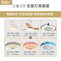 卧室吸顶风扇灯吊扇灯餐厅家用超薄隐形黄金蛋电风扇现代带风扇吊灯 套餐3