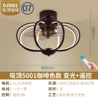 欧式轻奢简约吊扇灯餐厅客厅卧室带黄金蛋电风扇吊灯隐形风扇灯吊顶一体 吸顶5001咖啡色款变光+遥控