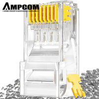 安普康 水晶头网线接头网络六类50u镀金8p8c电脑rj45连接器P5