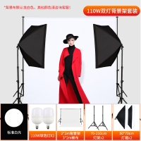 110W双灯背景架套装|155瓦led摄影棚小型柔光灯箱摄影灯套装室内静物产品拍摄打光灯拍照道具主播美颜嫩肤灯光