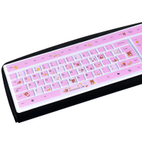 粉色棕熊[买2送1]|型台式机电脑键盘贴膜透明垫子硅胶膜垫按键保护套防尘罩盖贴纸可爱双飞燕104键双飞燕雷柏C9