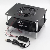 铝板双层2风扇(黑色)|路由器散热支架 光猫机顶盒 ax3pro散热器 底座usb风扇 静音U1