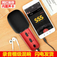 新品-k歌麦克风全民唱歌神器手机带声卡安卓录音专用话筒U5
