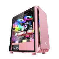 粉色 标配|直男粉色机箱台式电脑主机游戏侧透支持atx游戏电竞白色机箱Y2