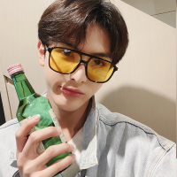 韩版个性双梁复古大脸墨镜开车驾驶偏光太阳镜透明黄色男士夜视镜