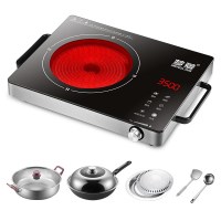 3500W+汤锅+炒锅+烤盘|3500W大功率商用三环多功能电陶炉家用远红外光波爆炒电磁炉2600WX5