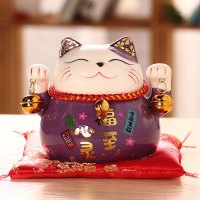4.5寸福至心灵 猫小摆件陶瓷创意礼品家居装饰日本存钱罐客厅店铺开业发财猫