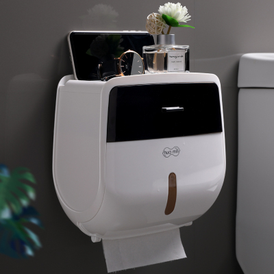 双层黑色 卫生间纸巾盒厕所置物架免打孔洗手间创意防水抽纸卷纸卫生纸家用